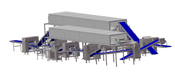 kupować Automatyczna linia laminacji ciasta z dwoma tunelem do zamrażania do ciast i krowasów produkcja online